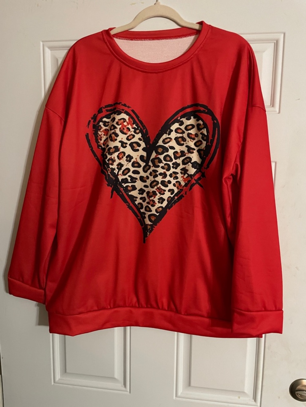 Red Leopard Heart Graphic Sweatshirt - Women
